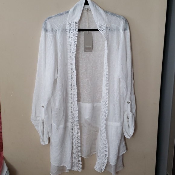 Bella Mbria Tops - Plus size white top-cover up